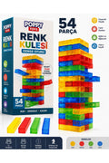 Denge Oyunu Jenga Plastik Renkli 54 Parça Zeka Oyunu-Ailece Oynanır-Kutu Oyunu