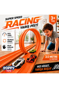 3.5m Esnek Yarış-Araba Pisti Kıvrılabilir Turuncu Renk - Super Speed Racing