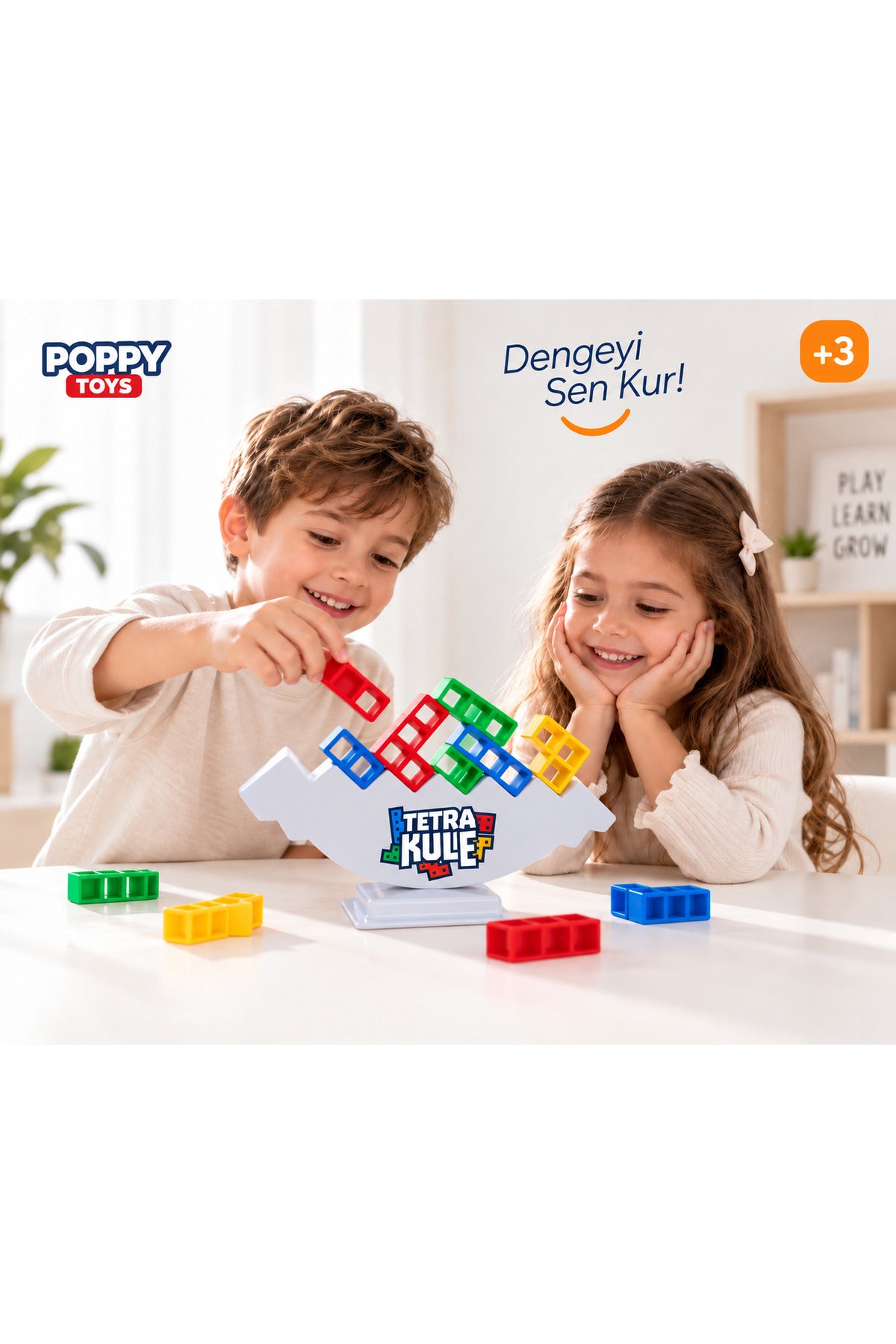 Tetra Kule Denge Oyuncağı Eğitici Kutu Oyuncak Tetris Kule Tetra Tower