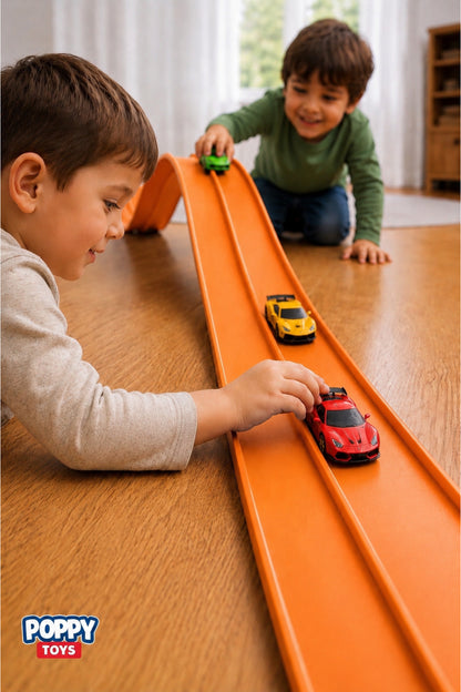 Track Turuncu Renk Esnek Yarış-Aksiyon Pisti 4.5 Mt - Kıvrılabilir Flex track